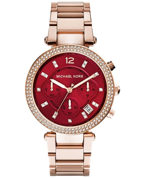 michael kors bracelet watch with crystal markers|michael kors parker rose gold.